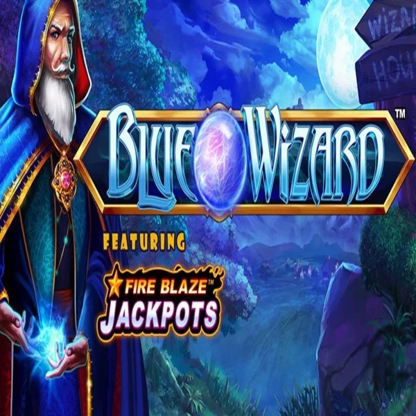Blue Wizard Fire Blaze Jackpots slot logo by Rarestone Gaming at GGBet Casino